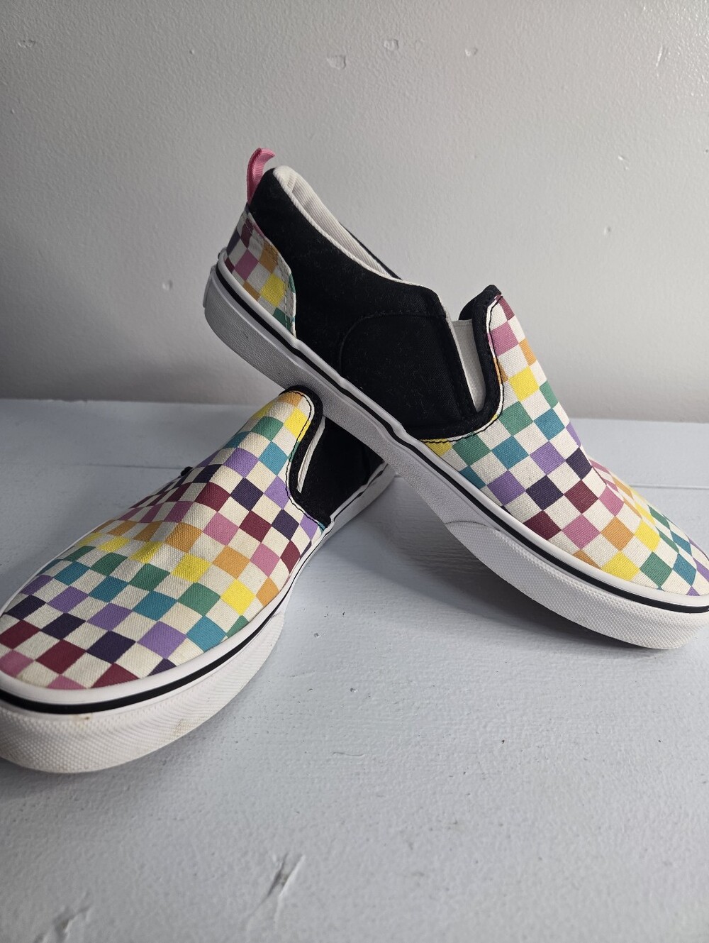 Vans In Multi Colored Checkerboard Design Women's Size 7.5/ Missy 6